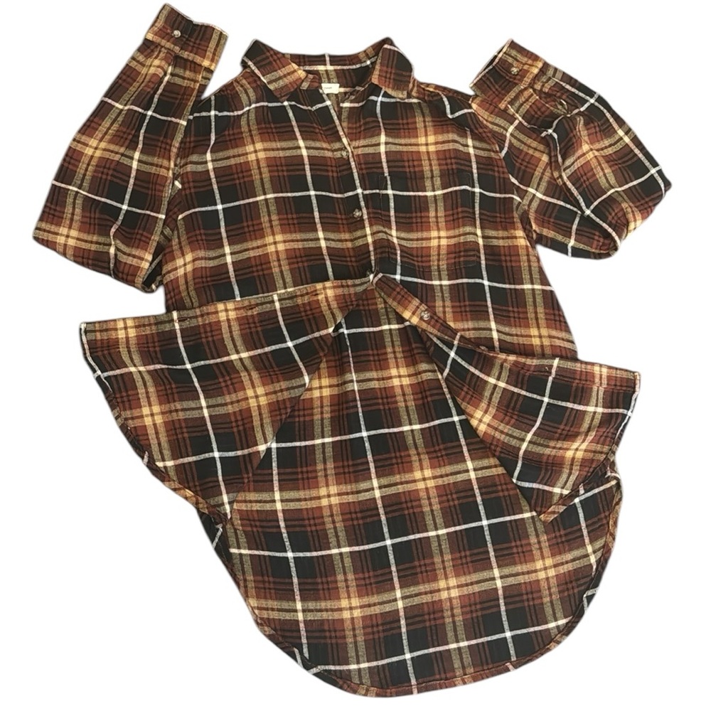 Beach Lunch Lounge Brown Plaid Button Shirt